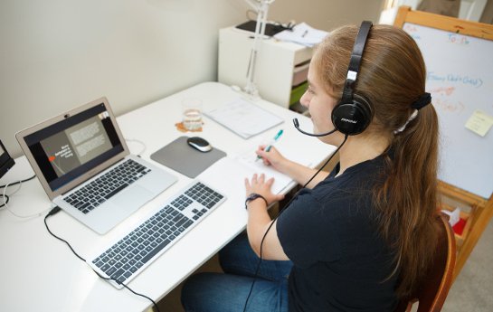 online student on laptop