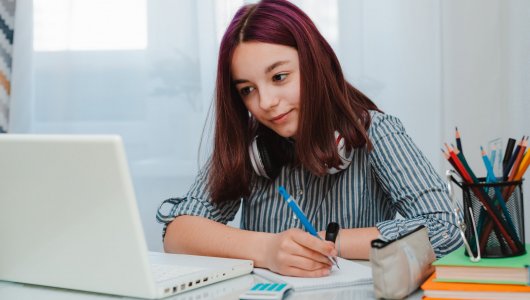 Student working on a laptop