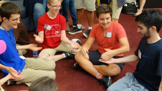 students meditating