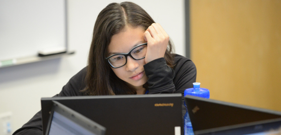 Davidson student on a laptop