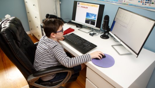 student on computer