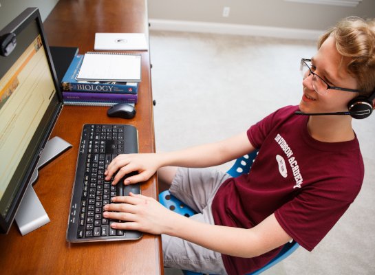 Davidson Academy student on laptop