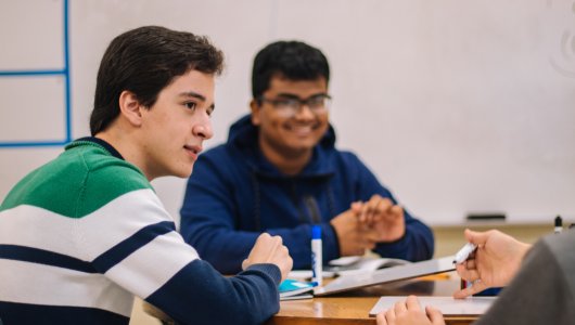 students working together in class