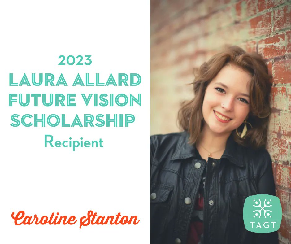 Graphic of Davidson Academy Online Student Caroline Stranton earning the Laura Allard Future Vision Scholarship
