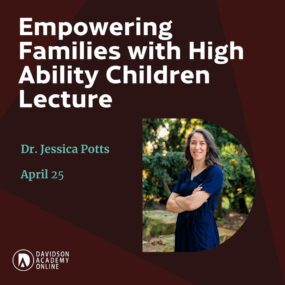 Dr. Jessica Potts, the Davidson Academy Online Curriculum Coordinator, will be delivering this month’s ECHA (Empowering Families with High Ability Children) lecture Thursday, April 25 at 19:00 CET (1 PM Eastern, 10 AM Pacific).

There will be a lot of great tips for parents on how to play a vital role in the intellectual development and social-emotional well-being of their gifted children. Effective collaboration between families and educators is vital for the well-being of gifted children and the longevity of gifted programs.

Zoom info and more information linked in bio.

#gifted #giftededucation